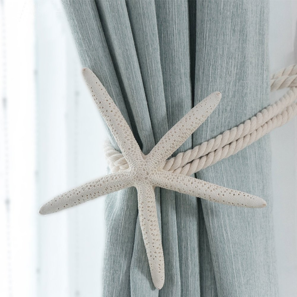 2 Pieces Natural Starfish Curtain Tiebacks Rope Drape Cotton Tie Band Drapery…