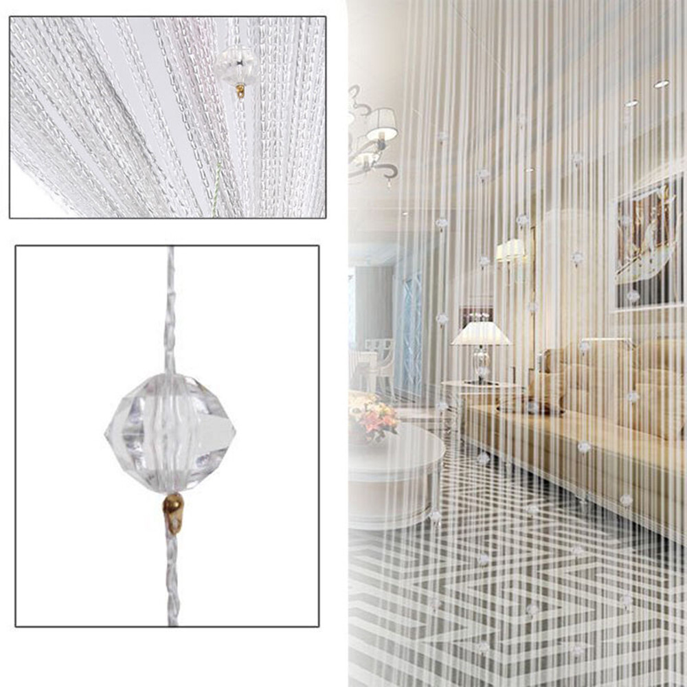 String Tassel Curtain Crystal Beads Door Window Panel Room Divider Beaded Panel