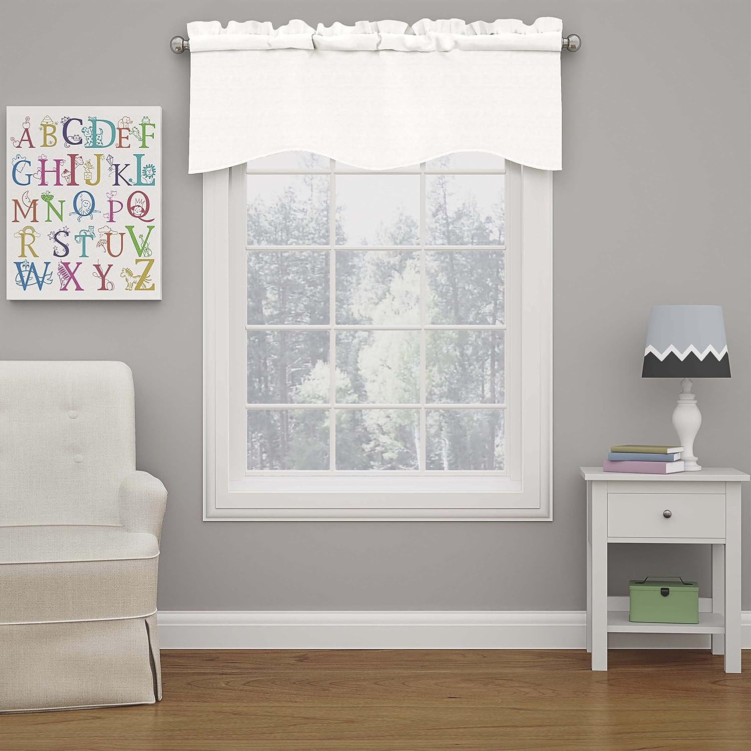 Kendall Modern Scalloped Valance Rod Pocket Window Curtain for Kitchen or Bathro