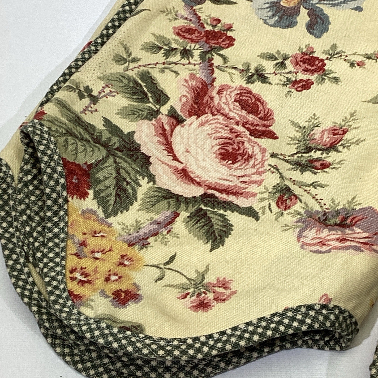 2 Waverly Devon Tie Top Valance Floral & Gingham 78”W 17″ L Dbl Scalloped RARE