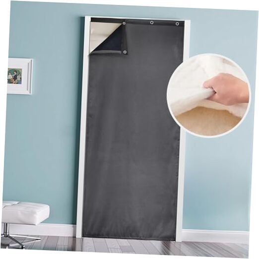 Thermal Insulated Door Curtain Winter Eyelet 100x210cm（39*83in） Dark Gray
