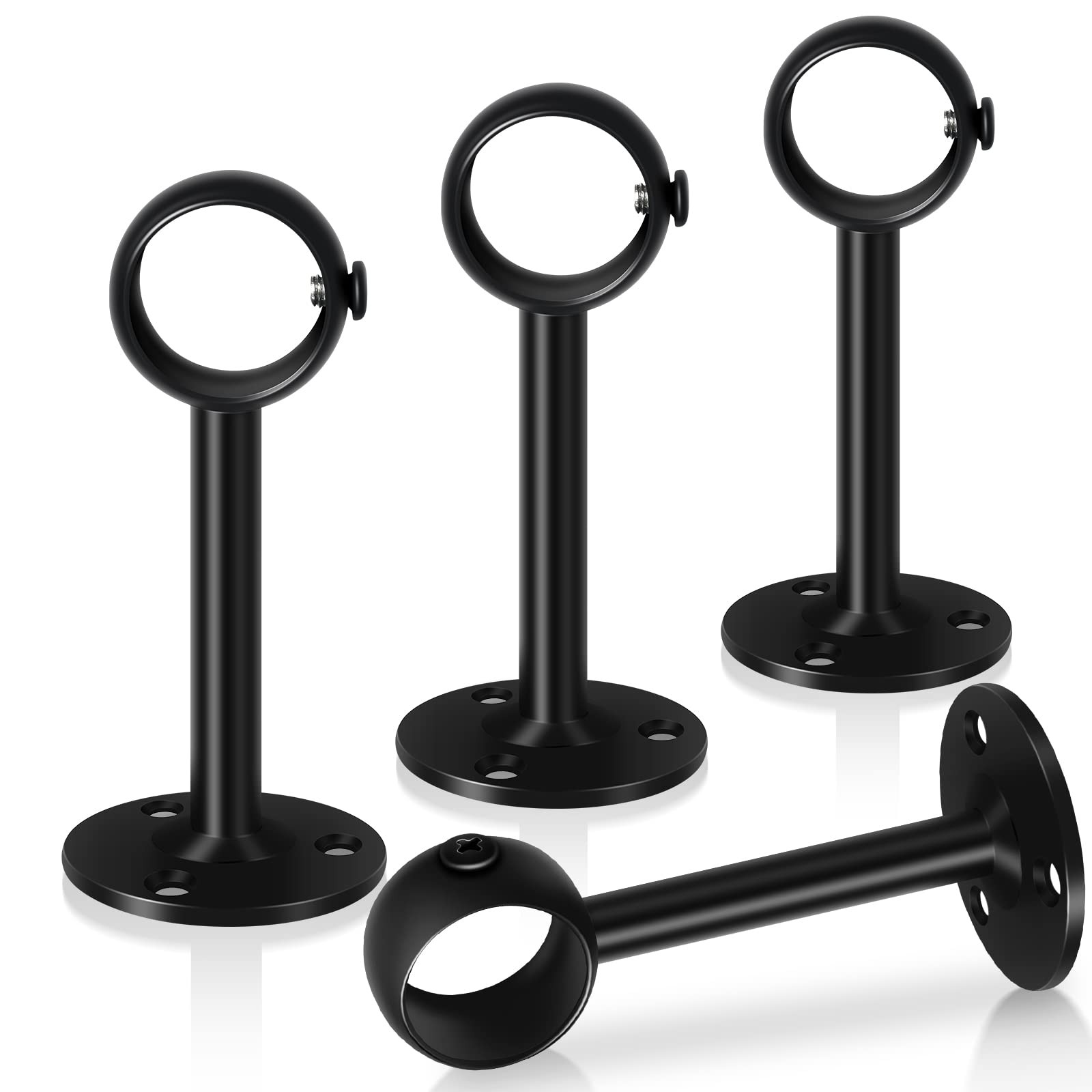 TOKPLNU Ceiling Curtain Rod Bracket, 4 Pack Black 4 Pack,