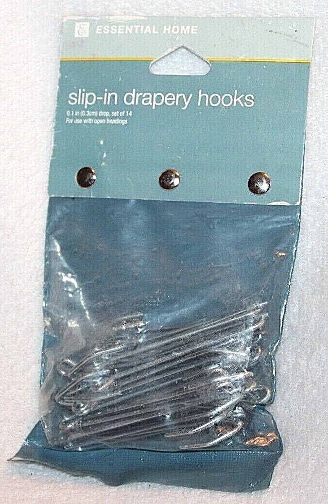 Essential Home 0.1″ Drop Slip-In Drapery Hooks 14 Pcs