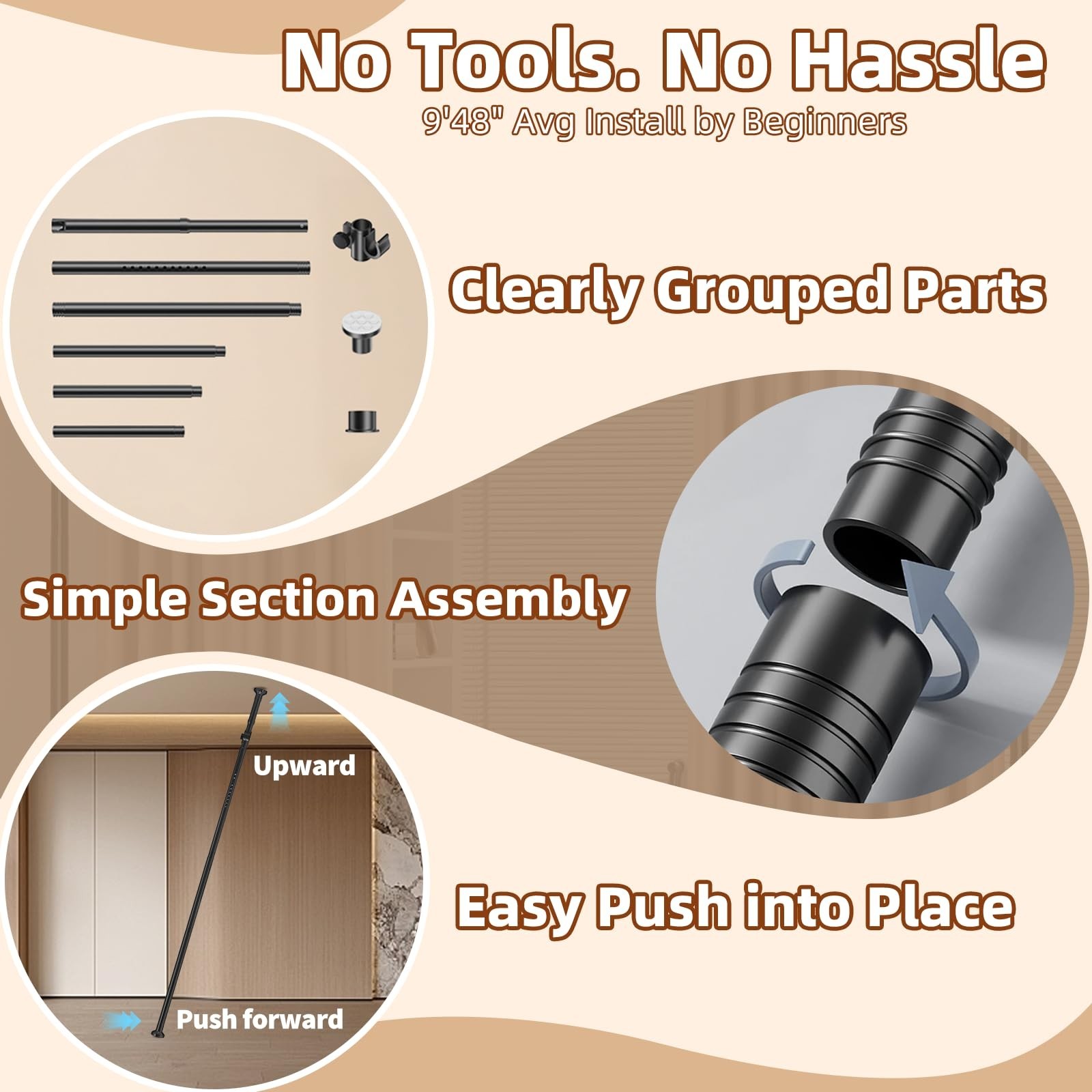 Room Divider, Tension Curtain Rod No Drilling,4-10ft(H) 28-70inch(W) Wall Div…