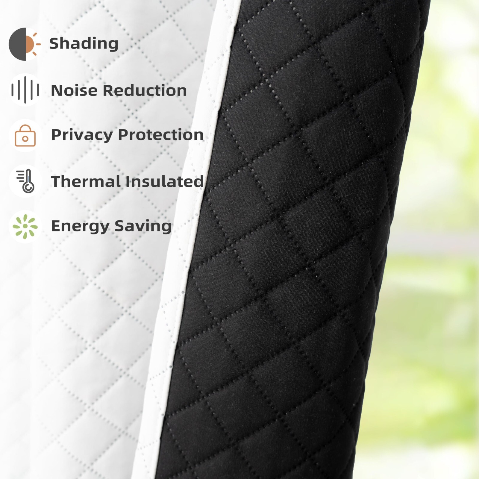 2 Soundproof Thermal Insulated Quilted Curtain Liners Noise Reducing for Bedroom