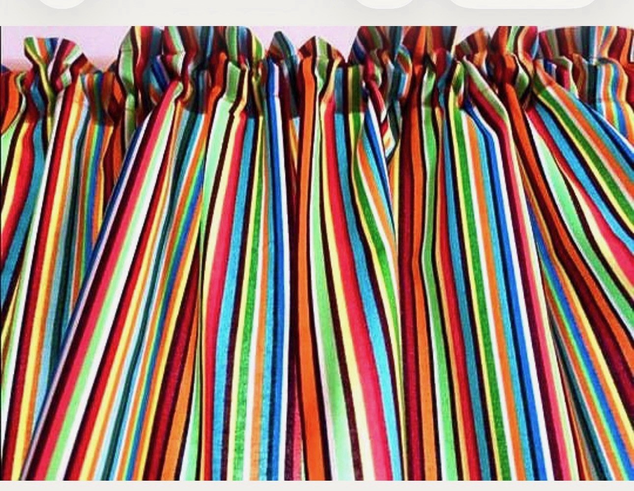 NEW Striped Cotton Curtain Panels Handmade/ Tiebacks 42x45in/4 panels
