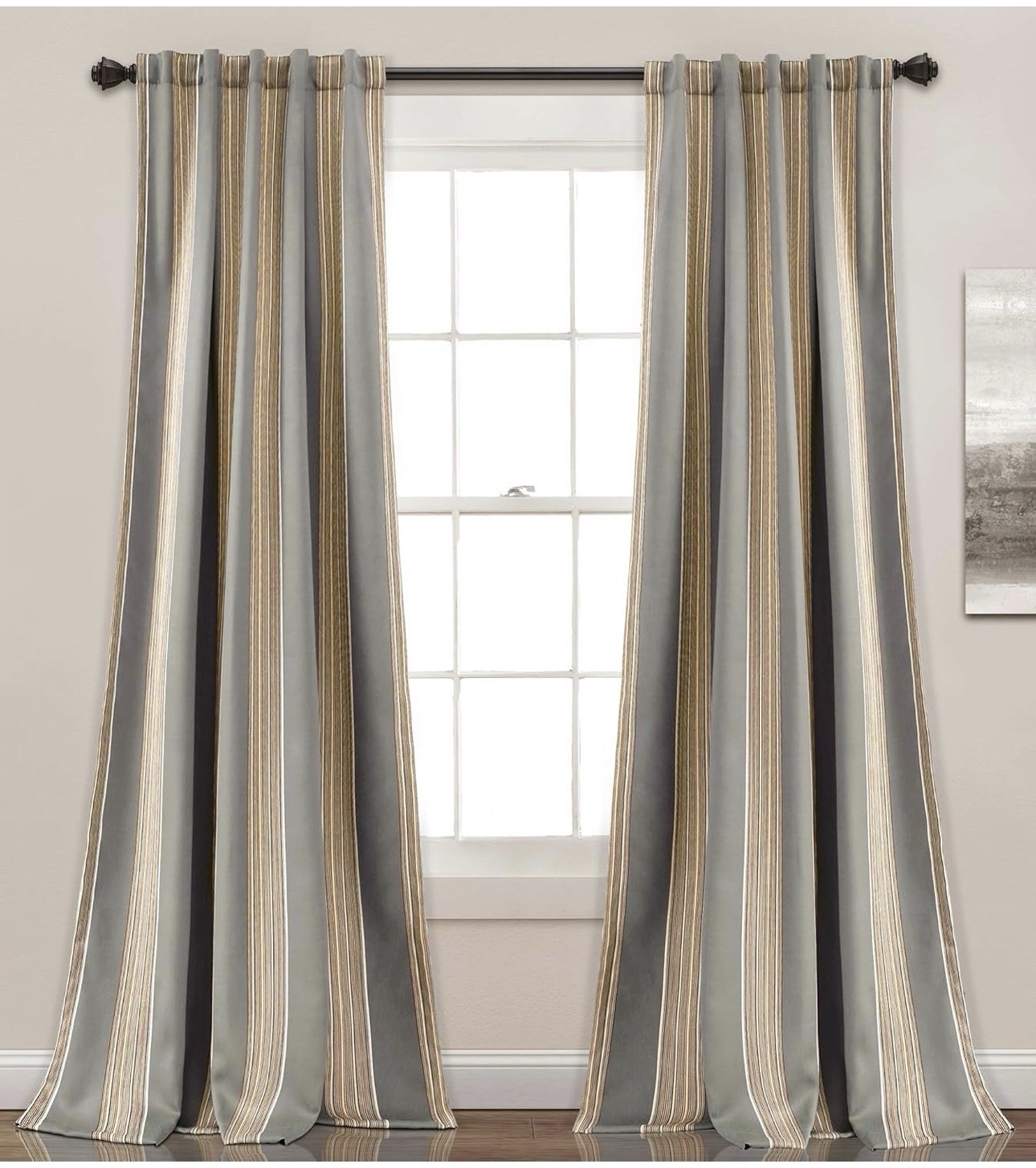 Lush Decor Julia Stripe light filtering rod pocket curtain panels 52 x 84in