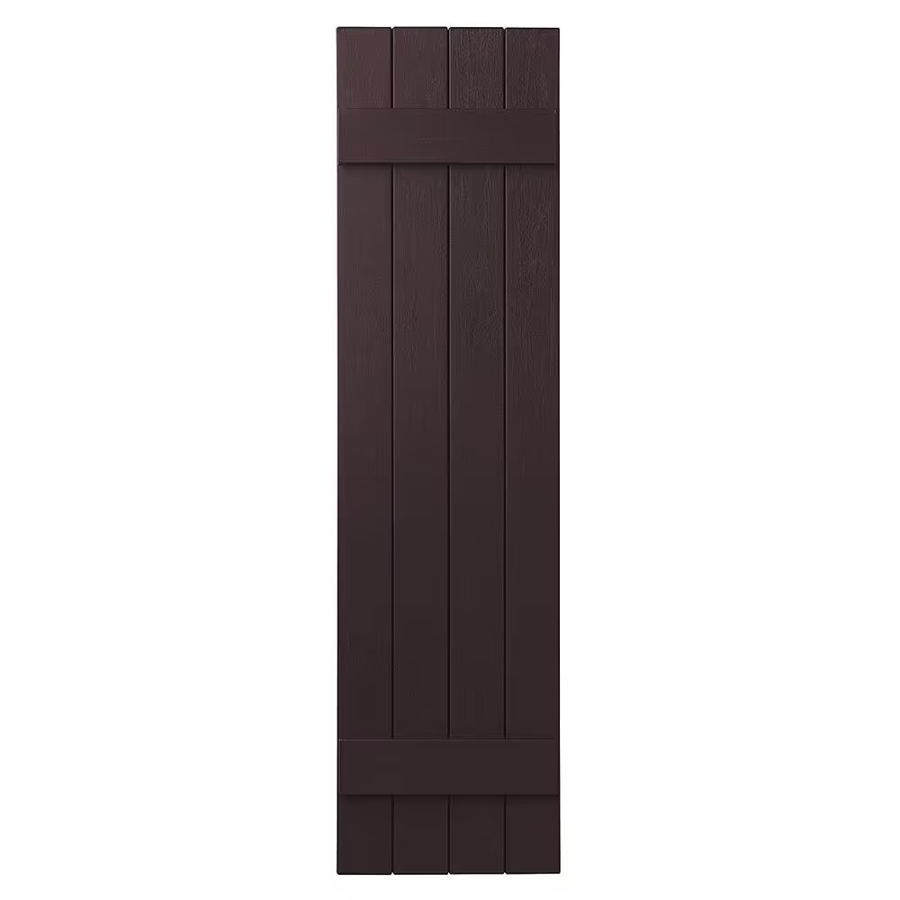 15 in. x 51 in. Polypropylene 4-Board Closed Board, Batten Shutters Pair in wins