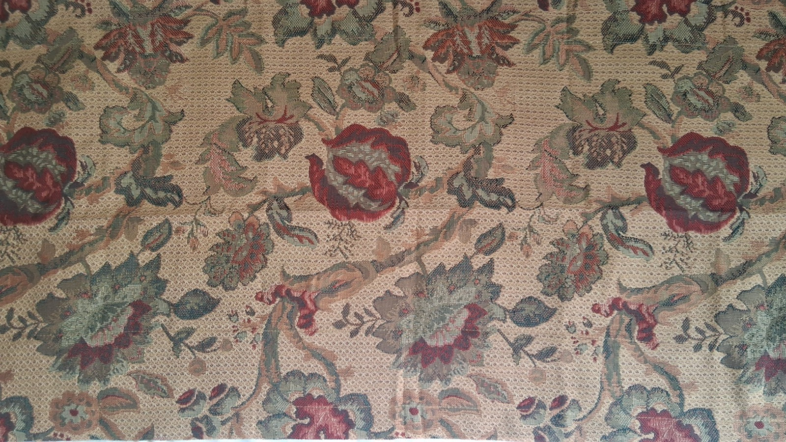 Jacobean Tapestry Brown/Beige/Gold/Red/Green Design Valance 63″ x 20″ Unlined