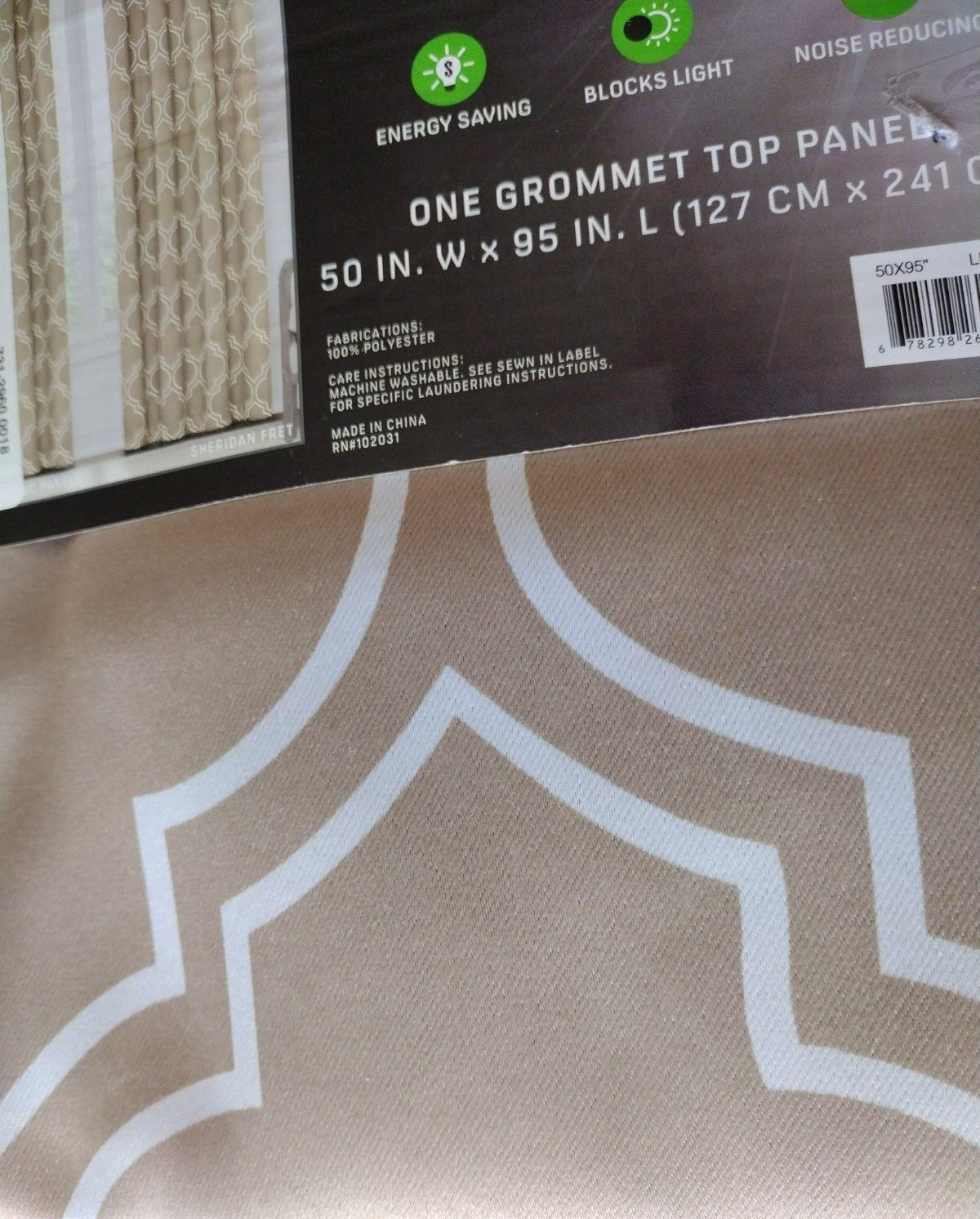 2 MAX Backout Curtain Panels Grommet 50″x95″ Sheridan Fret, Linen, 1 pair, JCP