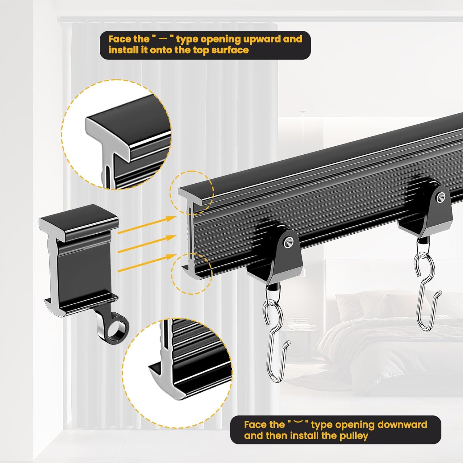 Flexible Ceiling Curtain Track Ceiling Mount, Curved Curtain Rod, Sliding Curtai