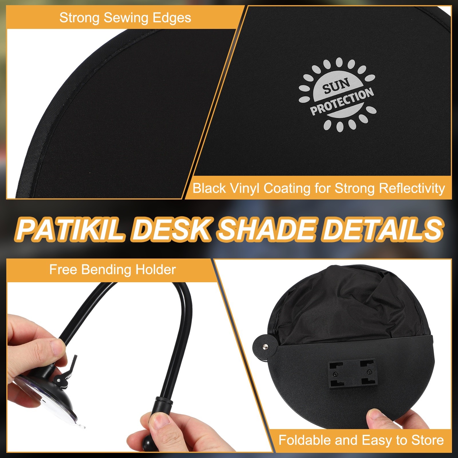 2Pcs, 22.8″ Desk Shade Adjustable Cubicle Shade with Suction Cup & Clip Blue