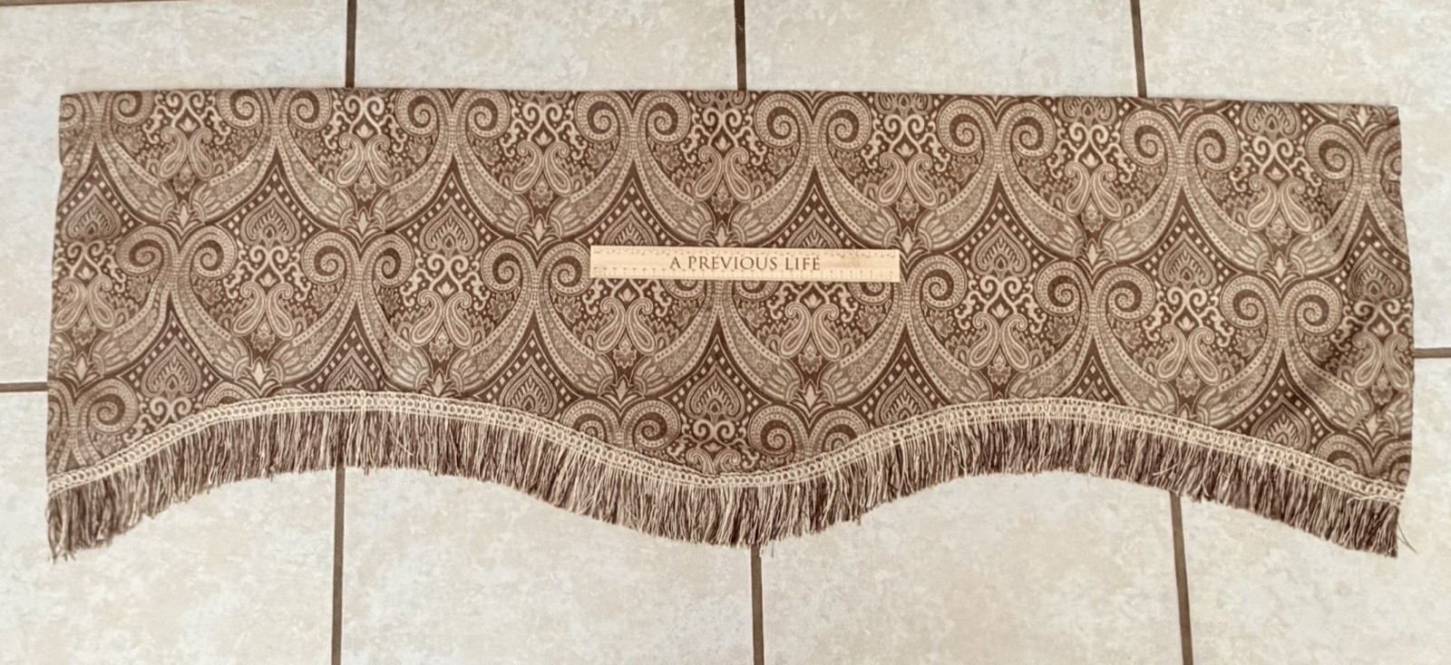 ALLEN & ROTH Mocha Raja Damask Paisley Fringed Valance 54″ x 16″ More Available