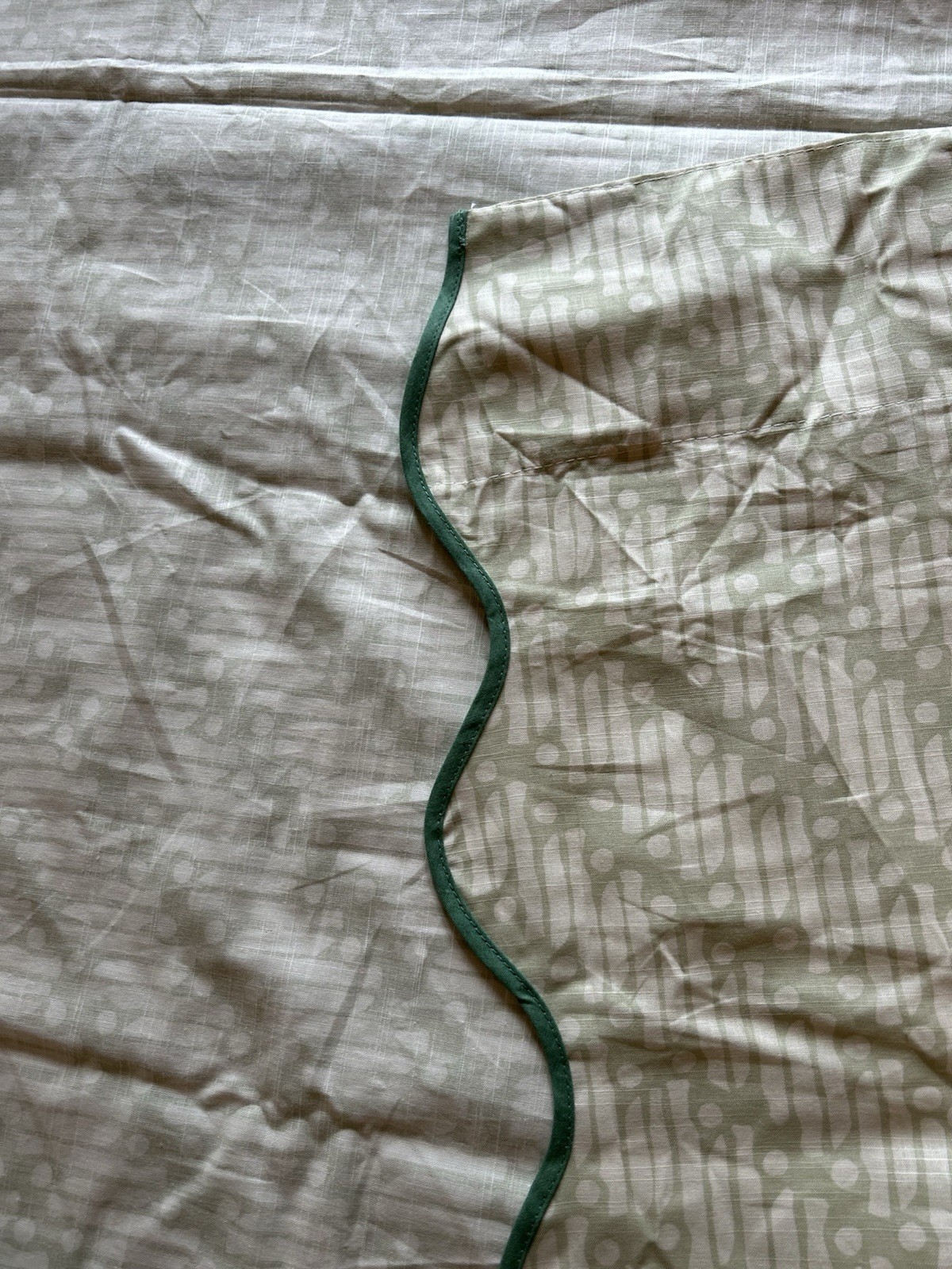 West Elm Batik Scallop Edge Unlined Curtains (2) 48”x108” Fog Green READ