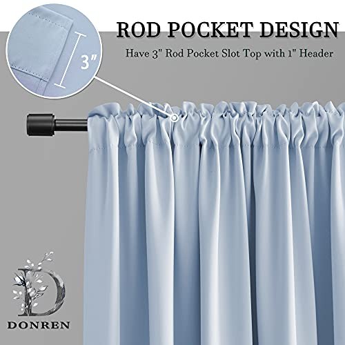 12 Inches Long Valances for Windows – 2 42″W x 12″L (Pack of 2) Light Blue