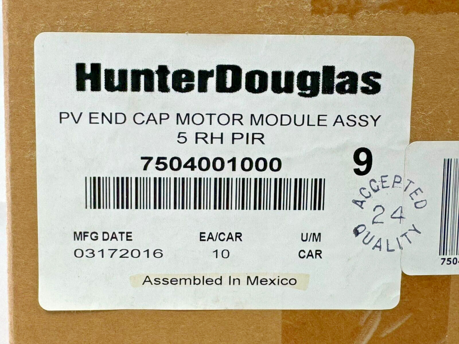 Genuine OEM Hunter Douglas Powerview Pirouette Shades Motorized End Cap Motor RH