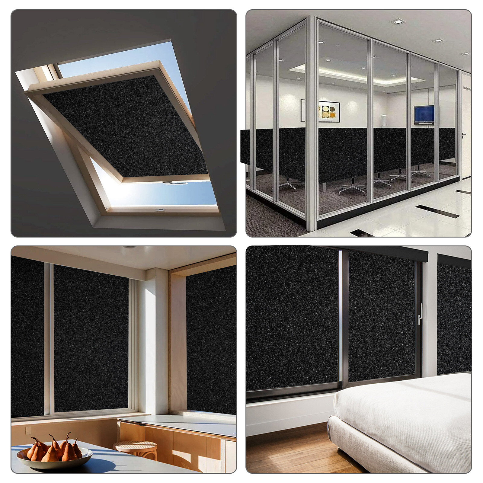 Static Cling Blackout Window Film 100% UV Blocking Sun Black Static Cling