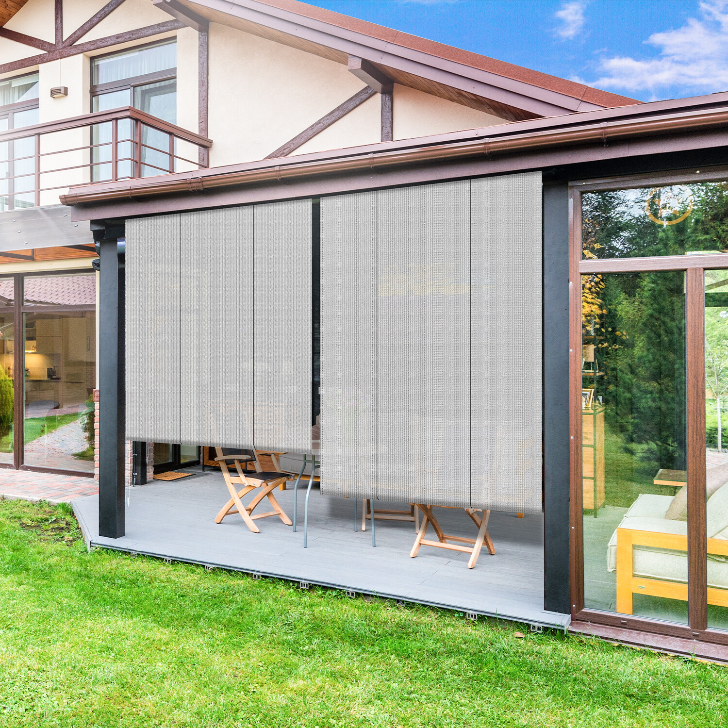 Roll Up Shade Roller Shade UV Blind Screen for Outdoor Patio Porch Deck Gazebo