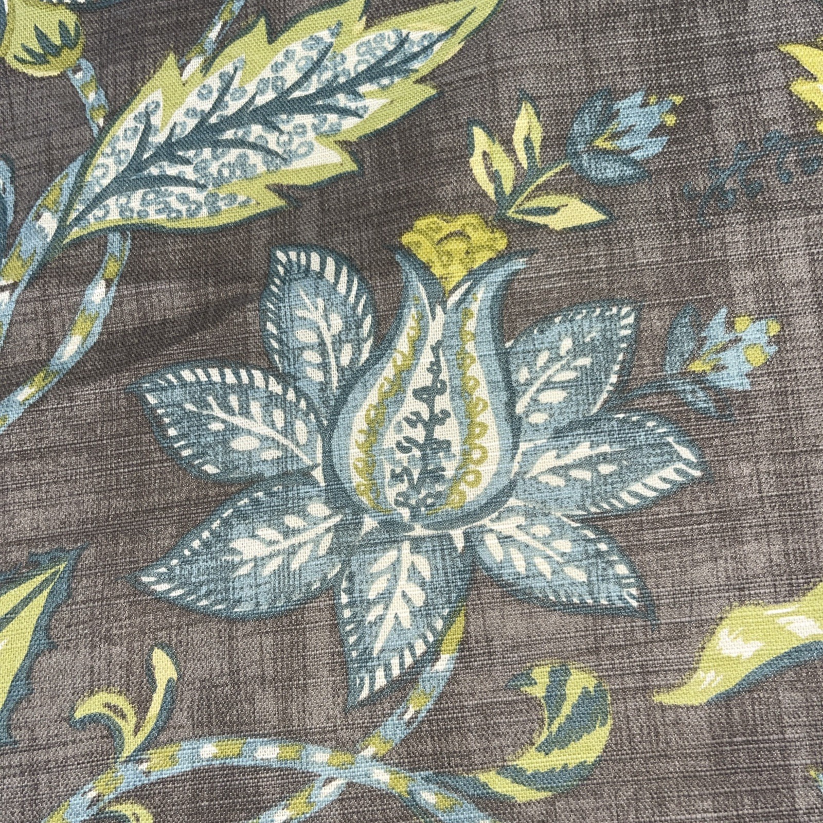 2 WORLD MARKET Jacobean Floral GREEN Blue BROWN Curtain PANELS 48×84” Lined