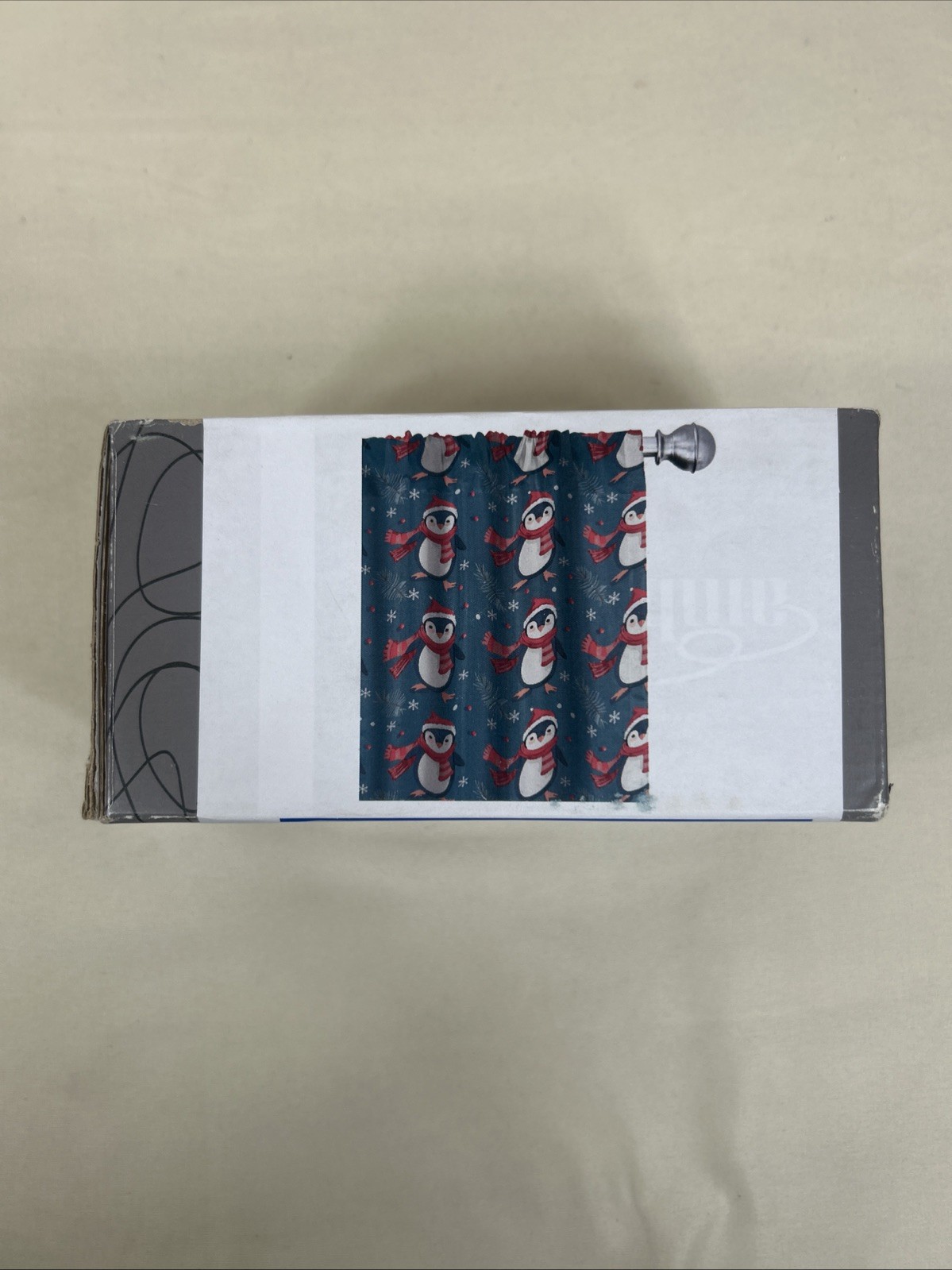 Window Curtains 100% Microfiber 2 Panel Set W Rod Pocket Penguins Santa 56 X 84