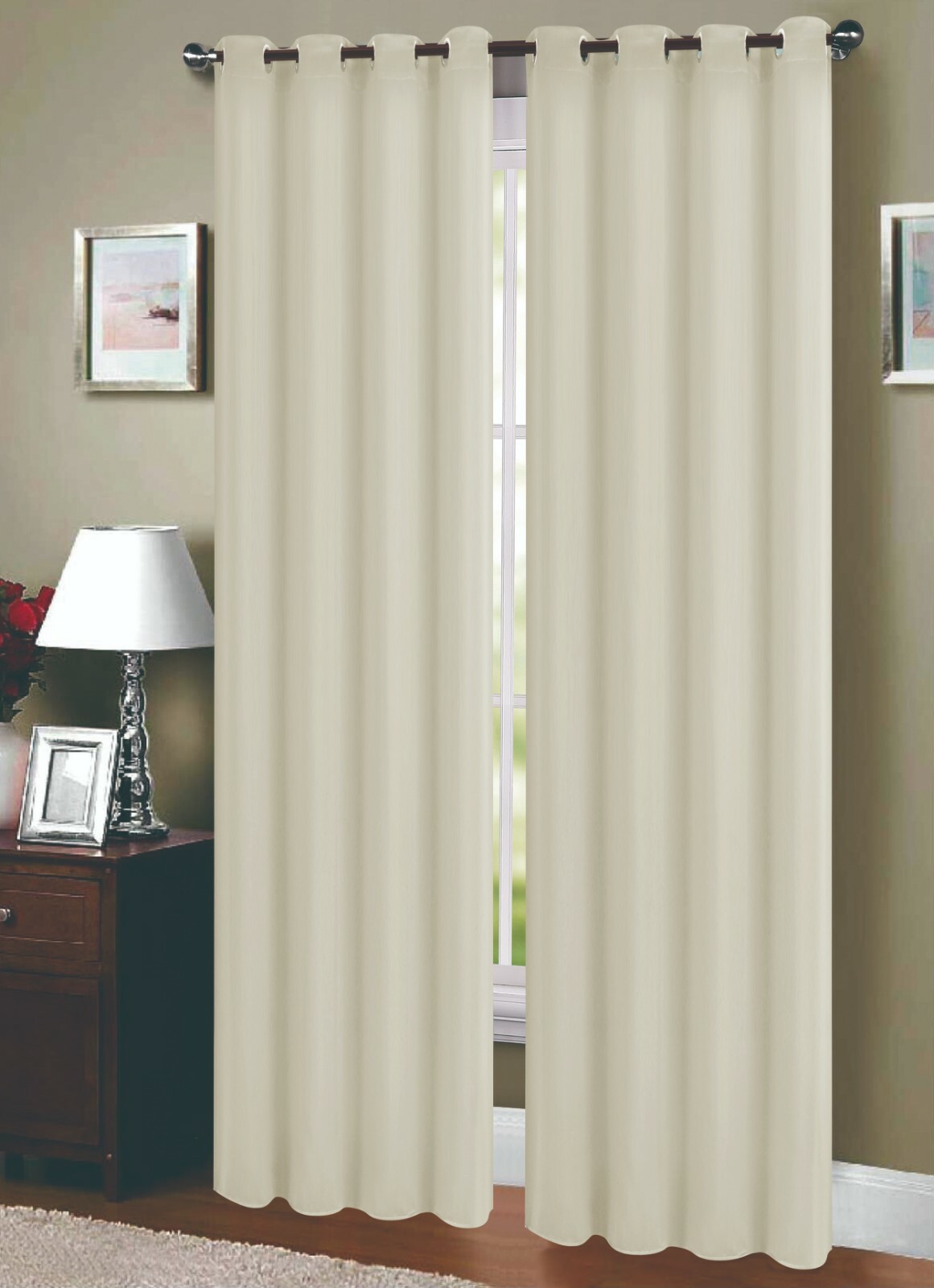 2 Panels Blackout Fabric Shading Cloth Grommet Top Window Curtain Panel, 281016