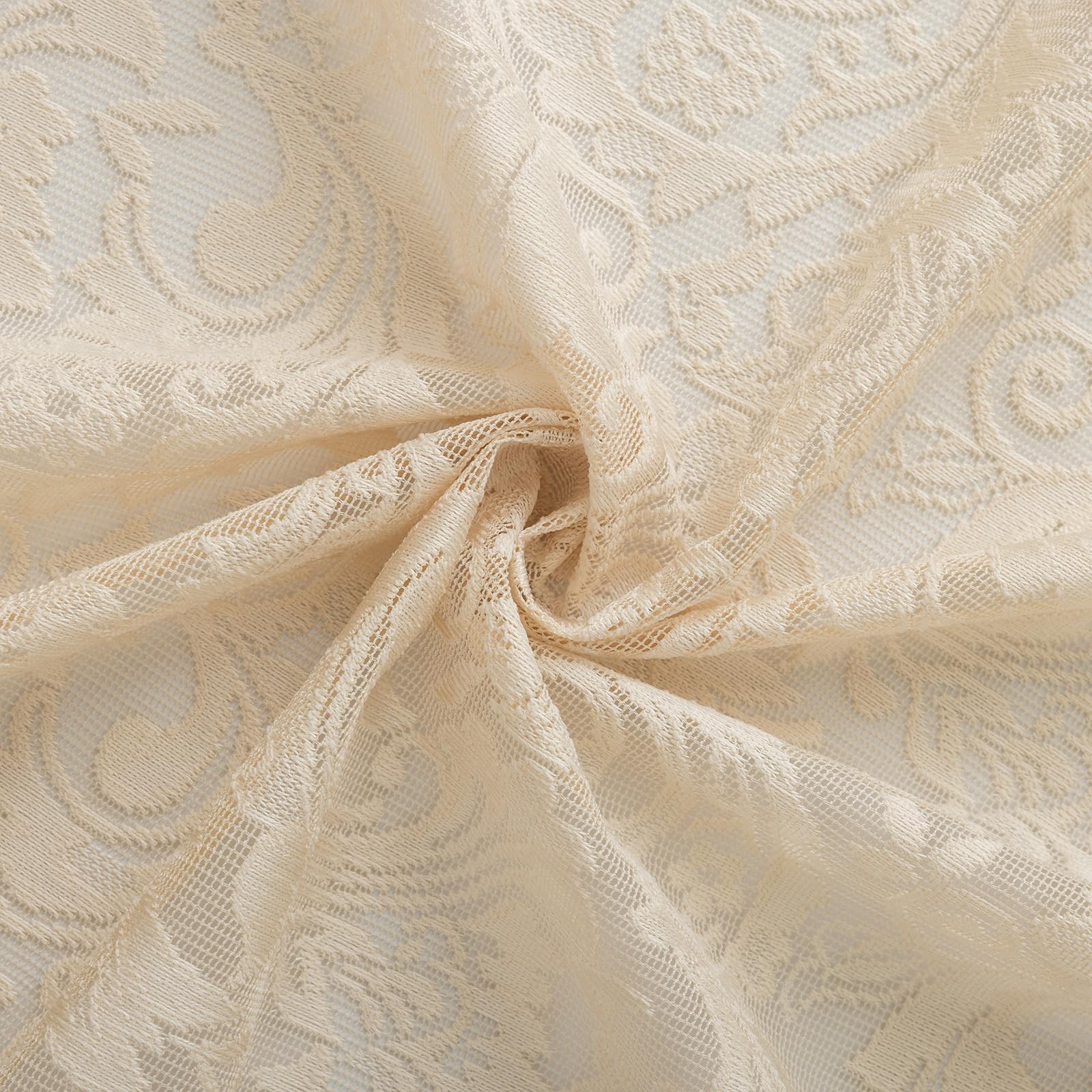 ALIGOGO Lace Beige Boho Curtains 96 Inches Long Set of 2 – Shabby Chic Semi S…
