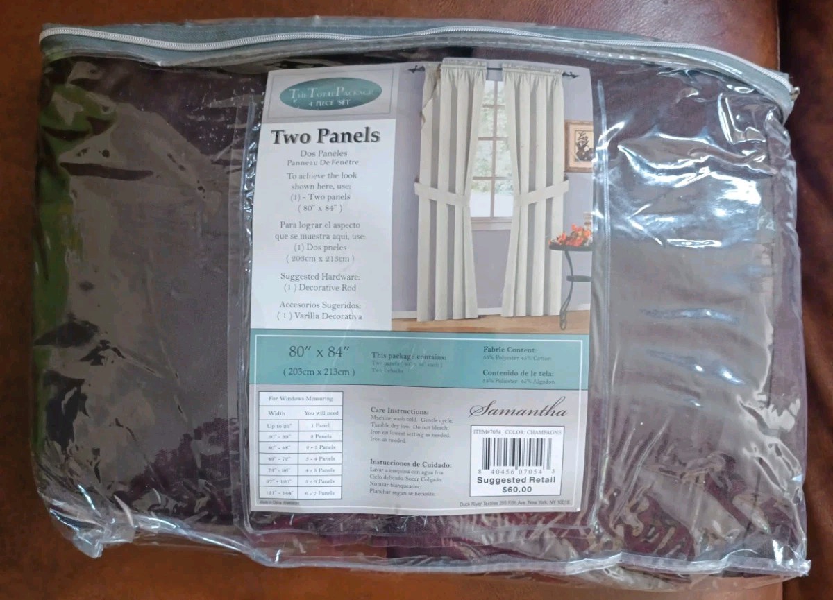 Duck River Textile Two Panels Curtains Samantha 80×84 Champagne 4 Piece Set