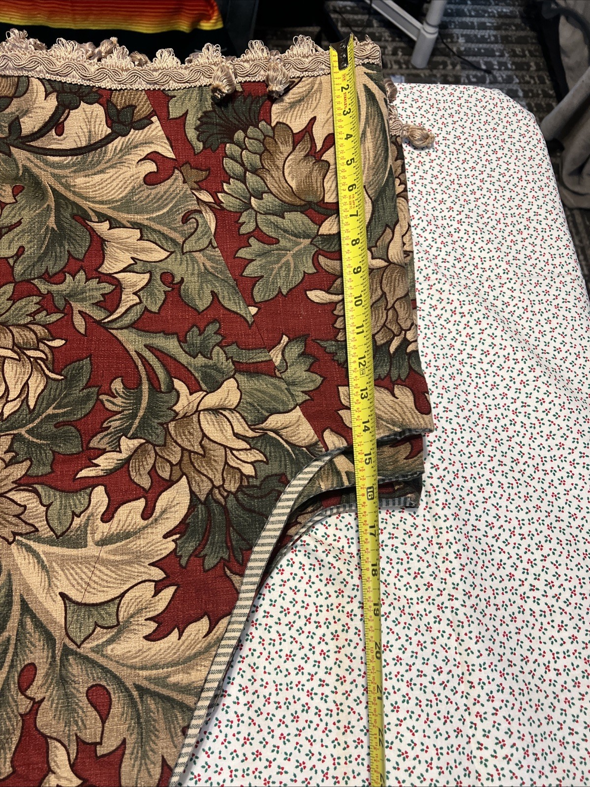 Vintage Custom Scalloped 130” Valances Set of 4 Floral Tapestry Lined w/ Fringe