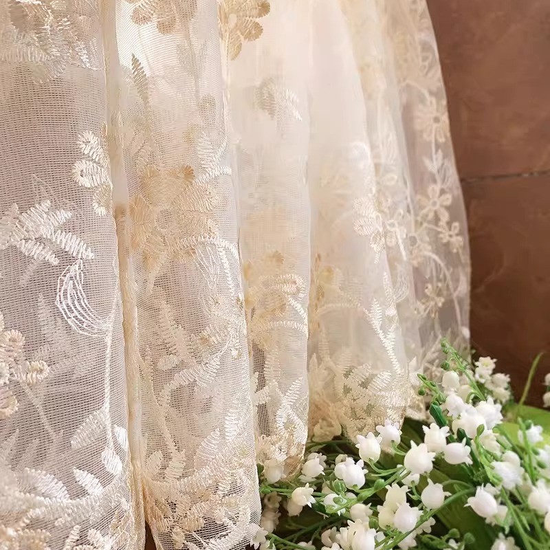 Lace Sheer Short Curtain Cabinet Window Drape Lace Embroidered Door Curtain Home