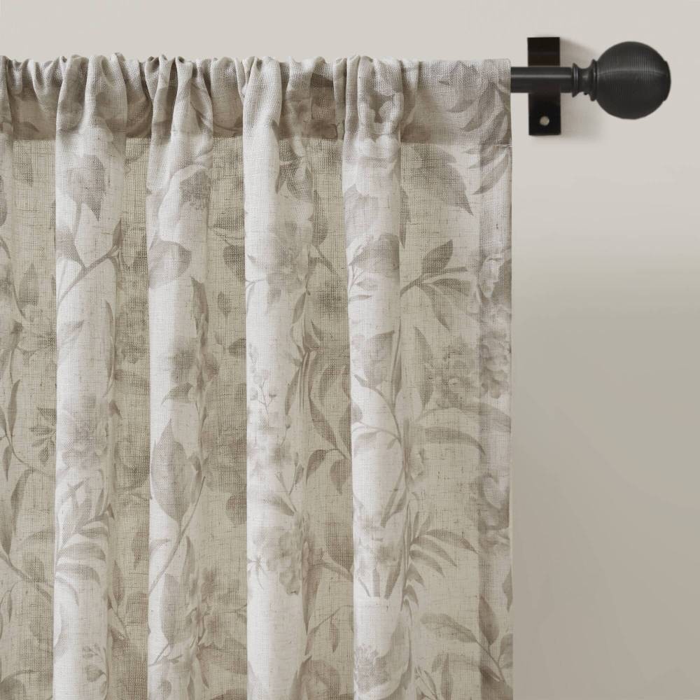 42×84″ Soft Lana Window Curtain Panel Botanical Print Adjustable Tie-Up Fabric