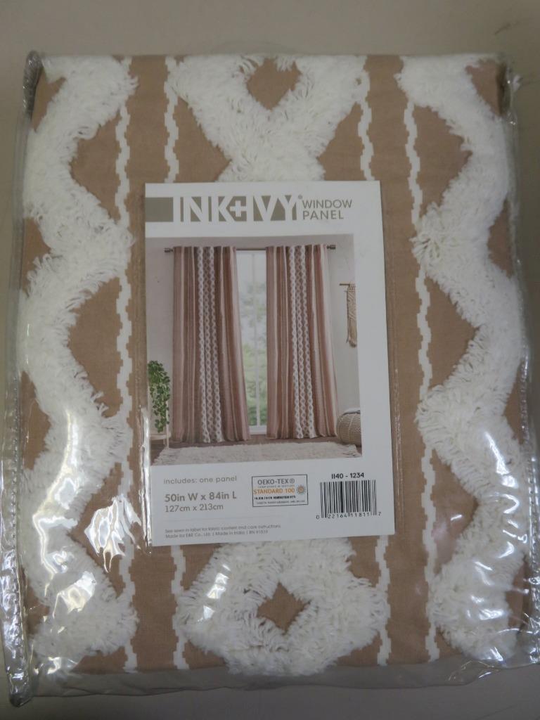 Ink + Ivy Imani Blush 50″ x 84″ Cotton Window Curtain Blush Pink Chenille Stripe