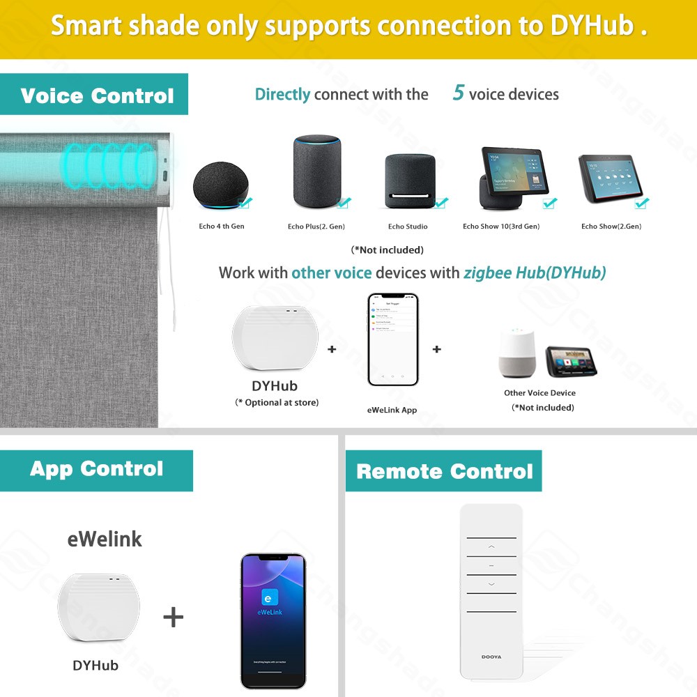 Changshade CUSTOM Smart Motorized Window Shades Remote Control Roller Blinds