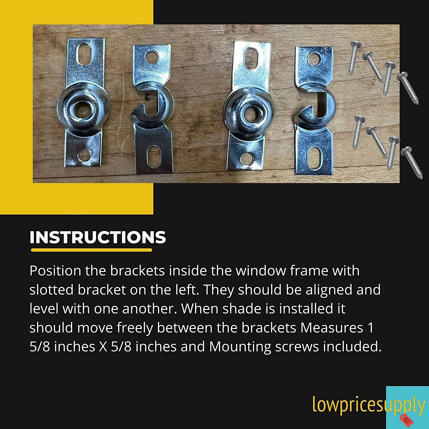 2 PACK Inside Mount Roller Shade Bracket Inside Window Frame Mount w/ Screws