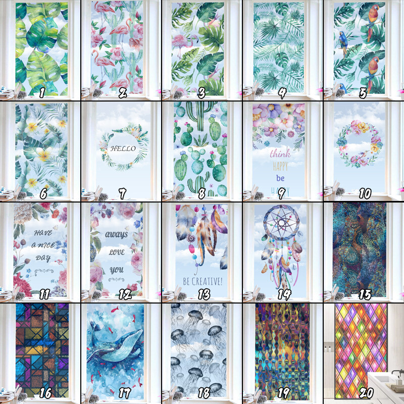 3D Window Film Frosted Static Cling Stained Glass Film Door Sticker Home Decor