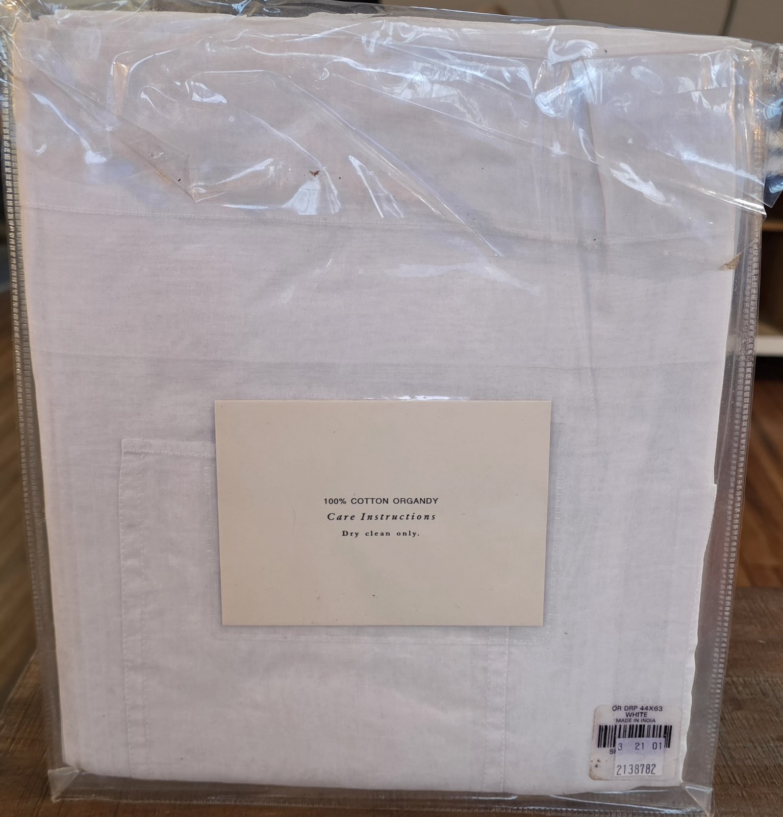 Pottery Barn Sheer Organdy Pocket Panel Curtain White 44x63in Art Backdrop New