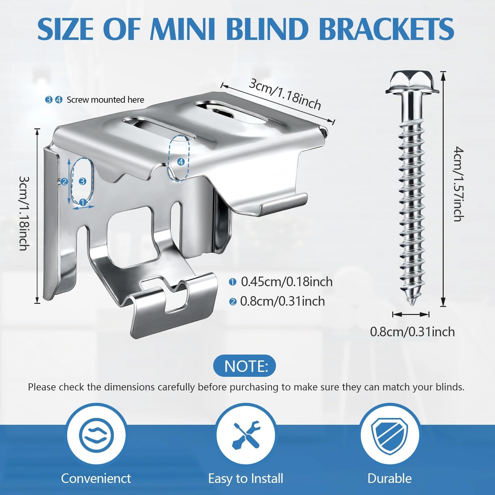 6 Pieces Mini Blind Brackets for Window Blinds, with Screws (1.5 x 2 Inch)