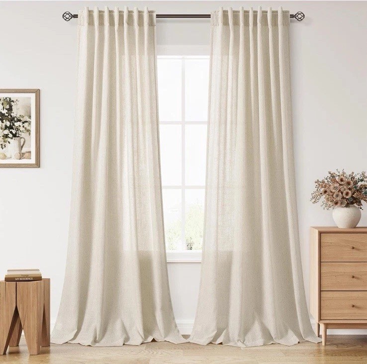 ✨2 Tan Panels 52″W x 96″L H.VERSAILTEX Curtains Drapes w/ Tieback 52×96” Beige￼