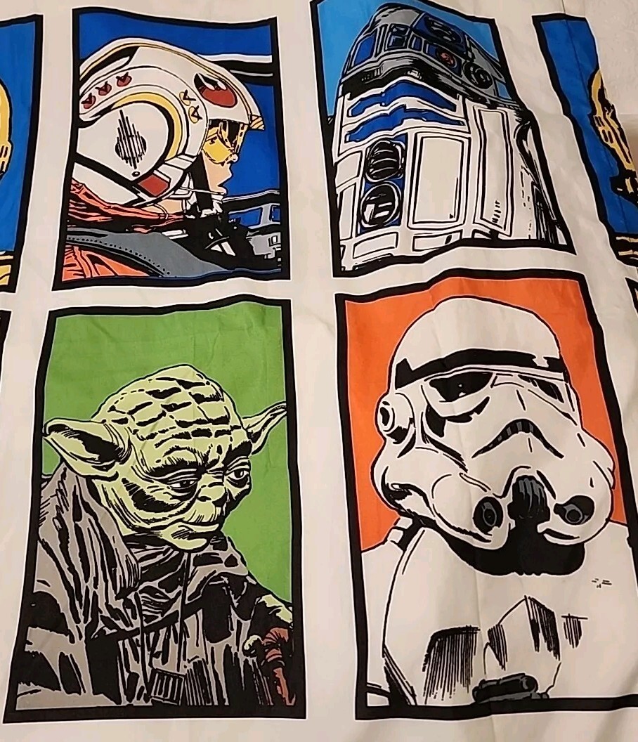 Star Wars Curtains 42×64 2 Panels = 84″ Darth Luke Chewie Yoda R2D2 Jay Franco