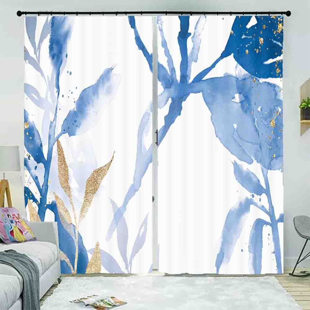 Blue Ink Affinity Test 3D Curtain Blockout Photo Printing Curtains Drape Fabric