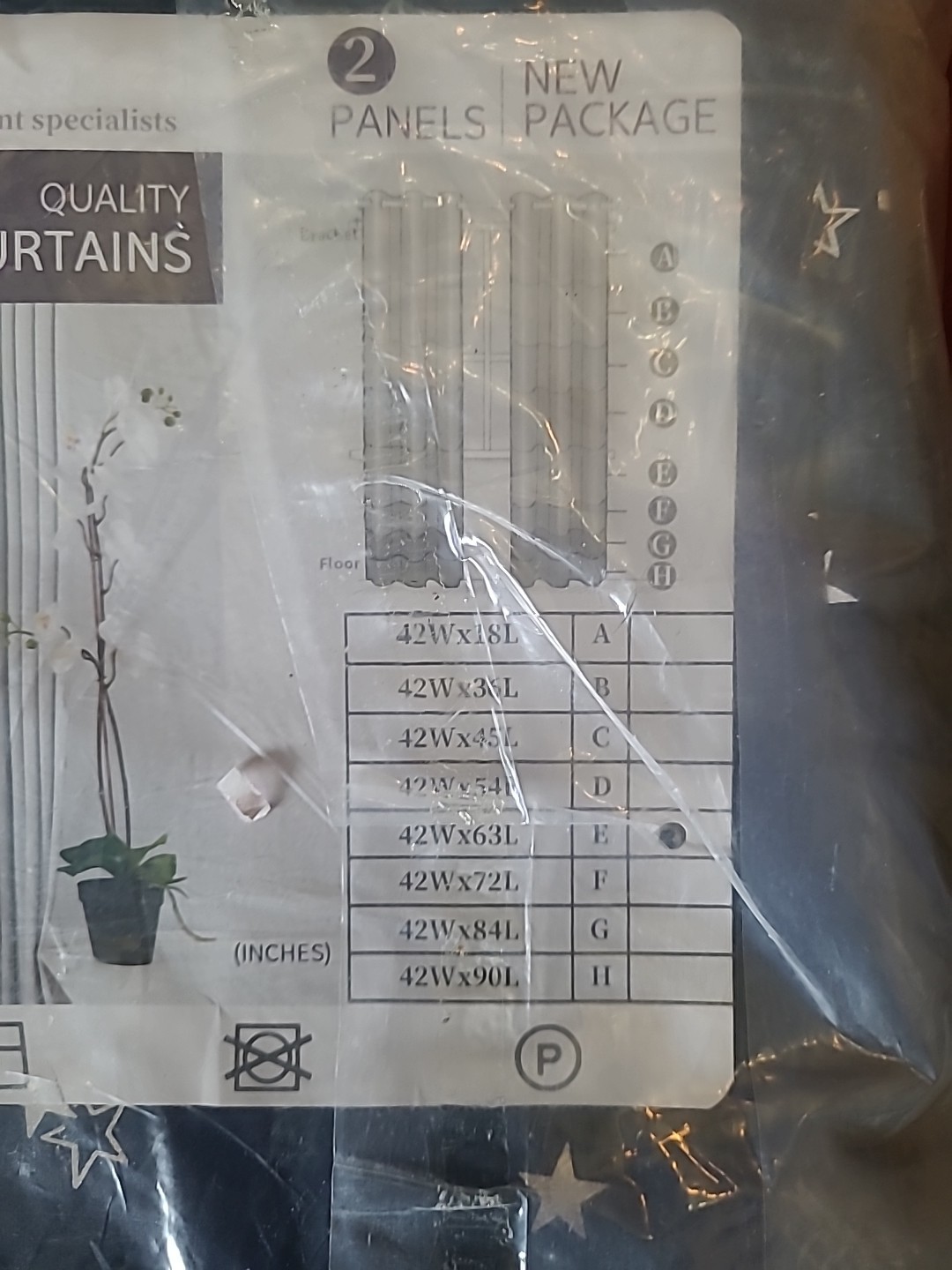 Blackout Curtain Panels-BGment Dark Navy Blue W/Stars. 2 panels 42”x63” New