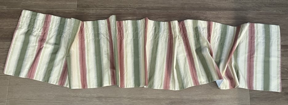 Waverly Forever Yours Stripe Valance, 75″ x 14″, Sage Green, Rose, Beige