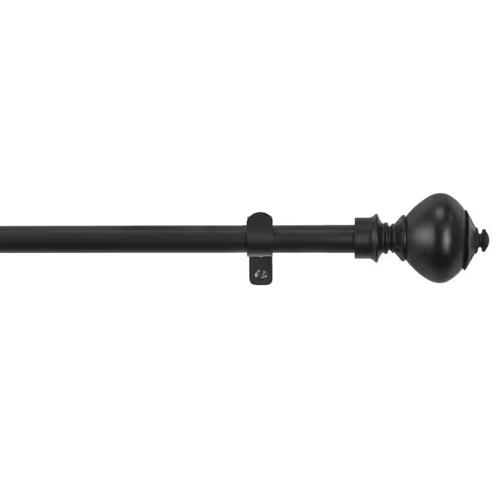 48 In. – 86 In. Telescoping 3/4 In. Single Curtain Rod in Pietro Black