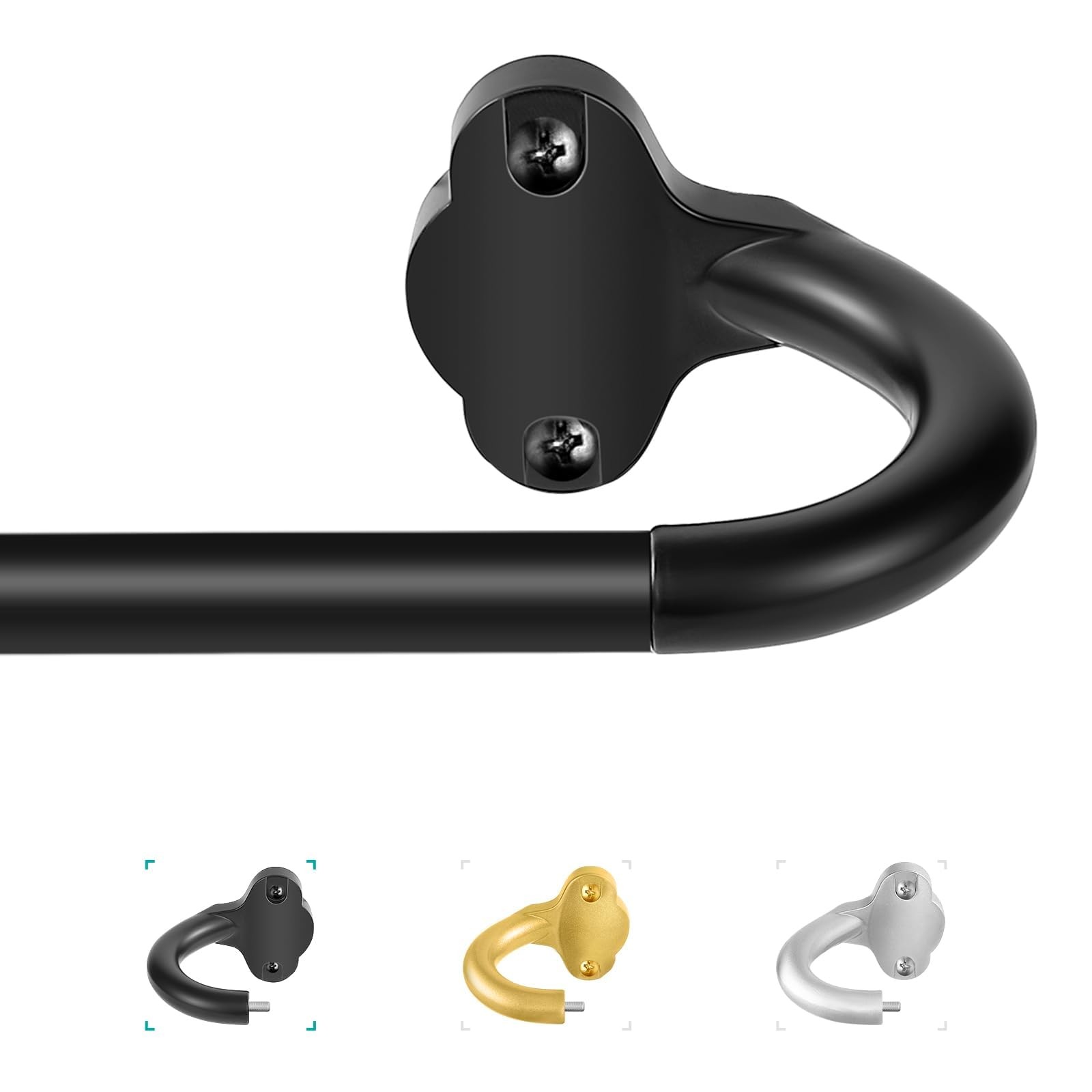 TVWOO Wrap Around Curtain Rods,Black 28-48″ ( 1pack ), Matte Black