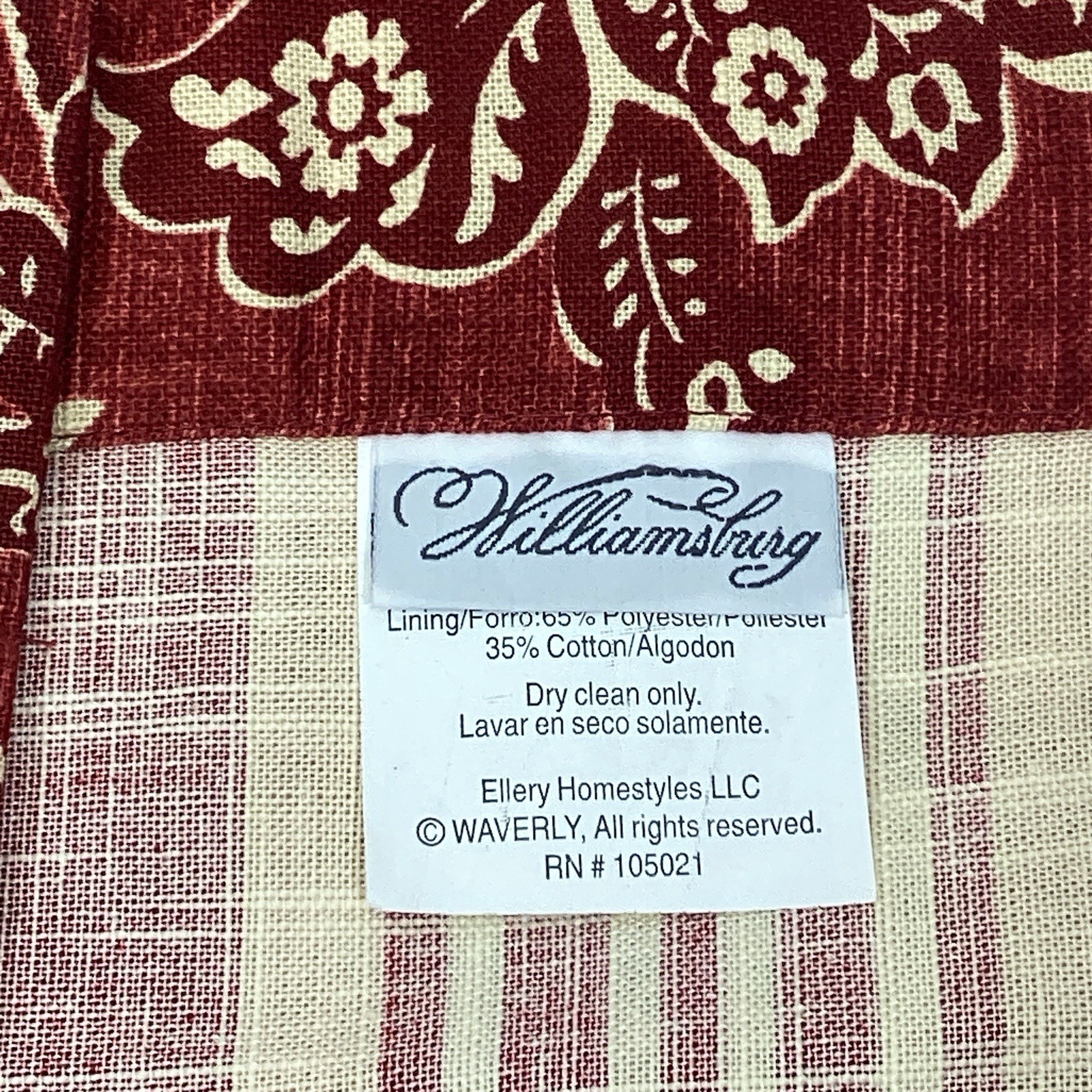NEW Waverly Williamsburg Deep Ruby Tiered Scalloped Valance Red Gold 52 x 18