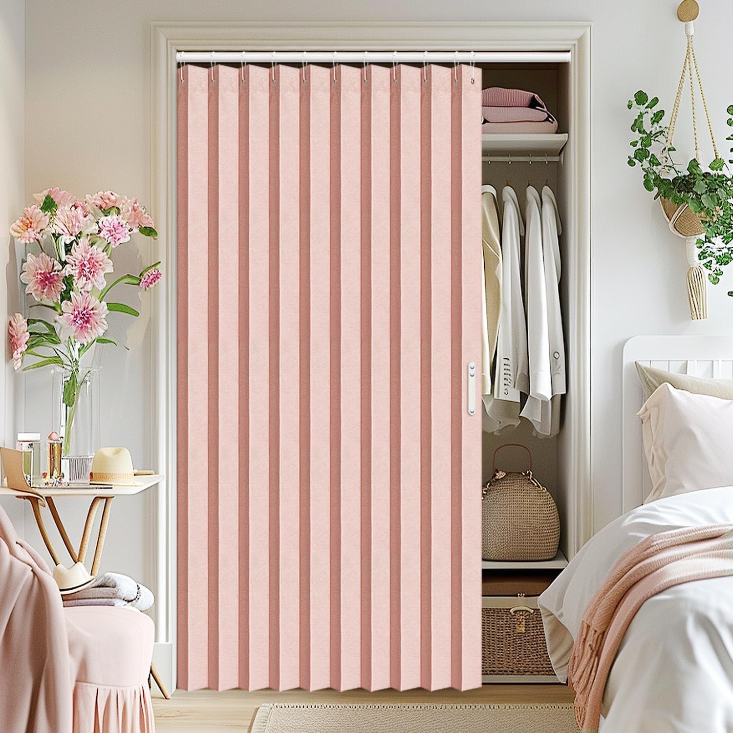 80-inch long room divider curtain, width 52 cm × length 78 cm, pink.