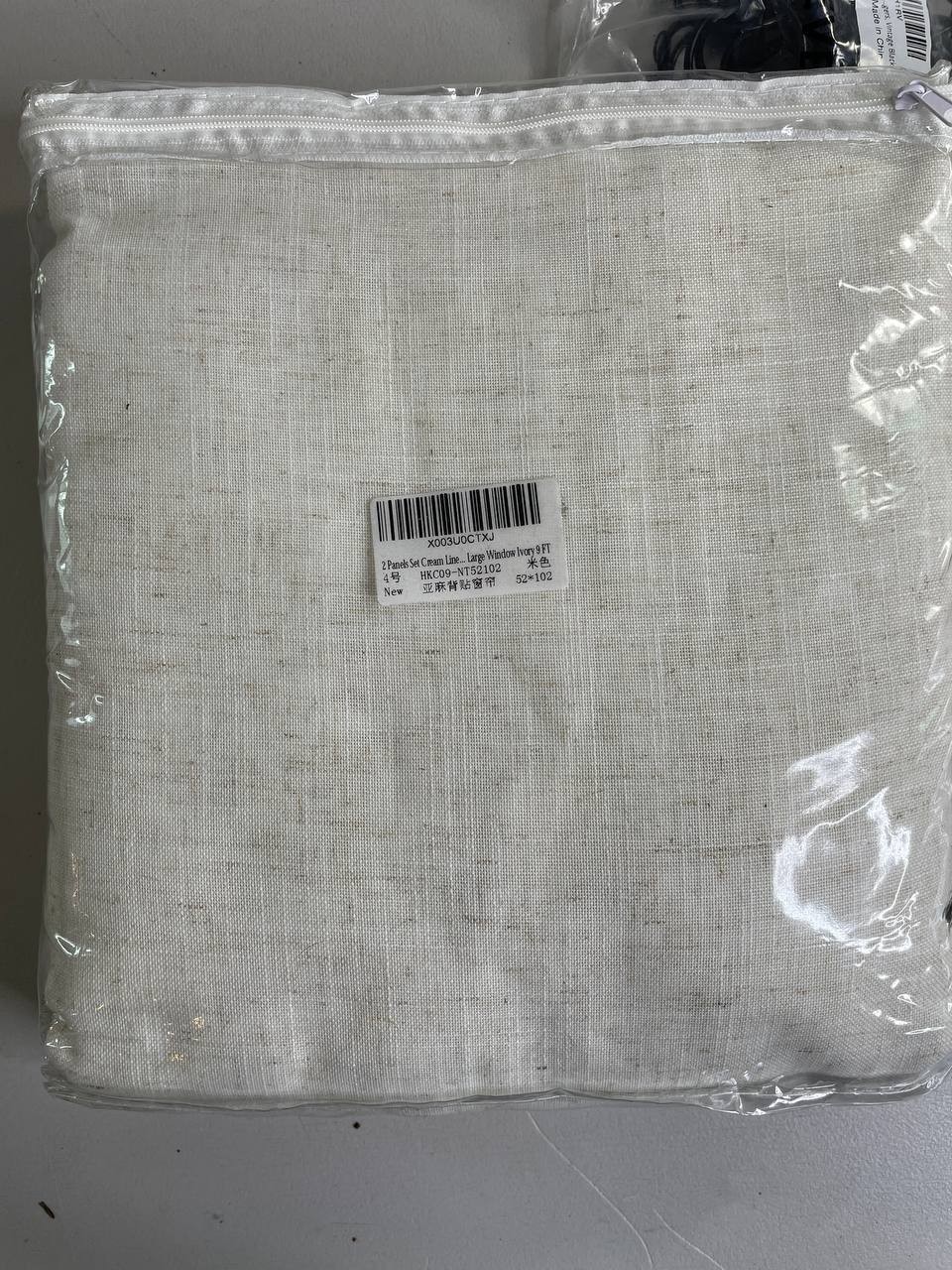 New 2 Panels Linen Look Curtains Ivory 52″ x 102″ + 40pc Vintage Black Curtain