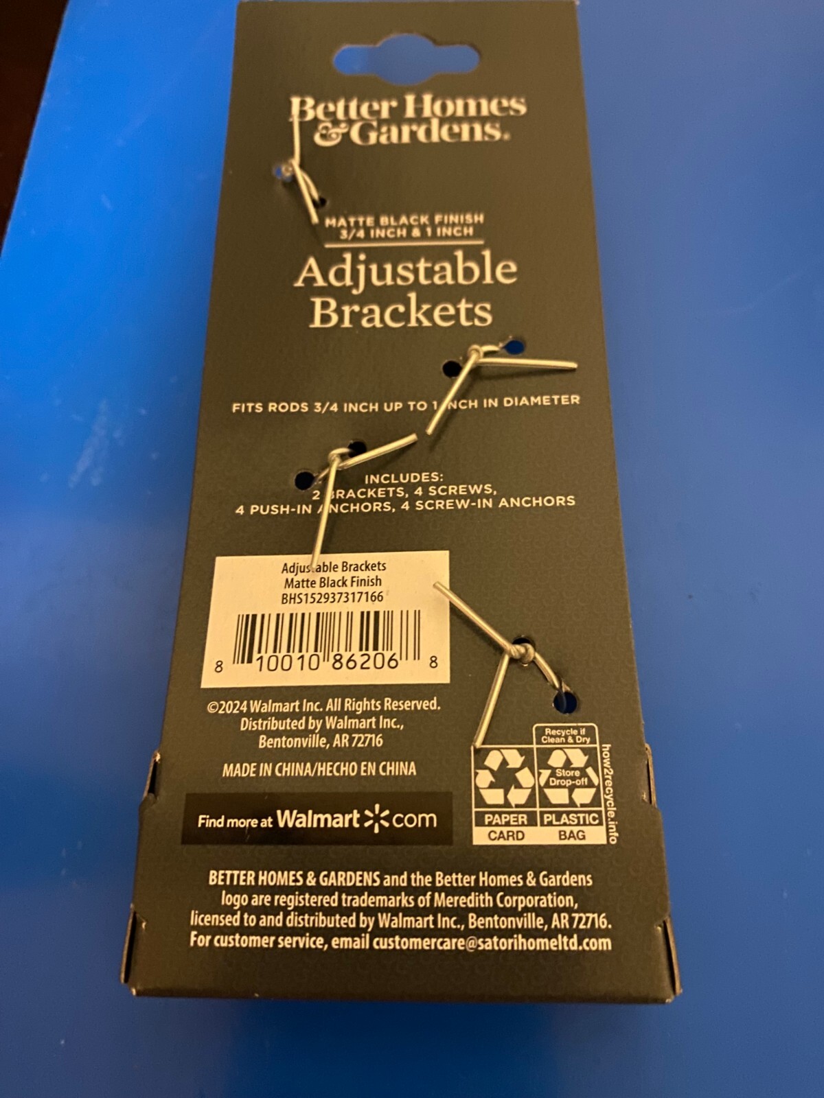 NEW 2 PK BETTER HOMES & GARDENS 3/4″ TO 1″ DIA. ADJUSTABLE CURTAIN ROD BRACKETS