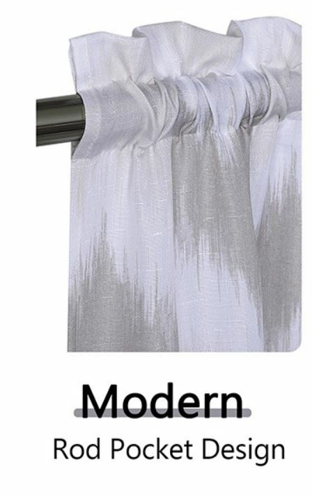Khaki Cafe Geometric Rod Pocket Window Curtain Valance, Modern 52″ x 15″in – NEW