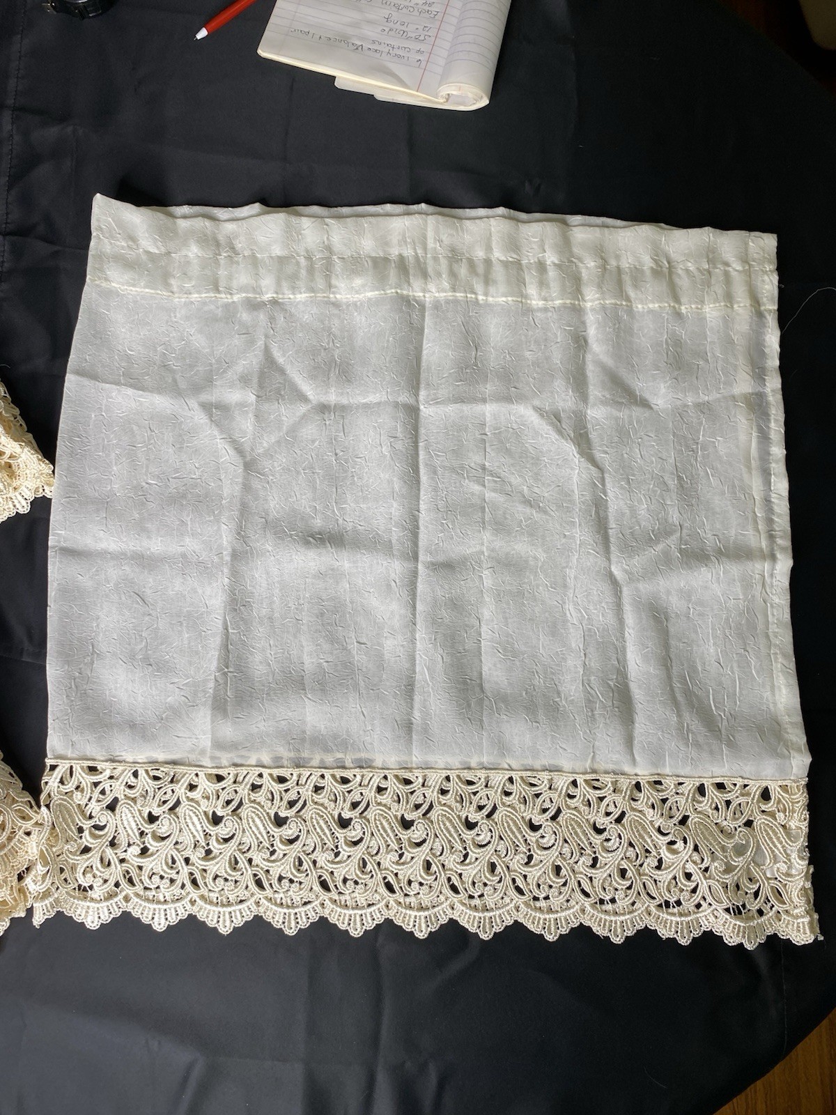 6 Ivory Lace Valance & 1 Pair Of Curtains Peri Home Collections Made In Turkey