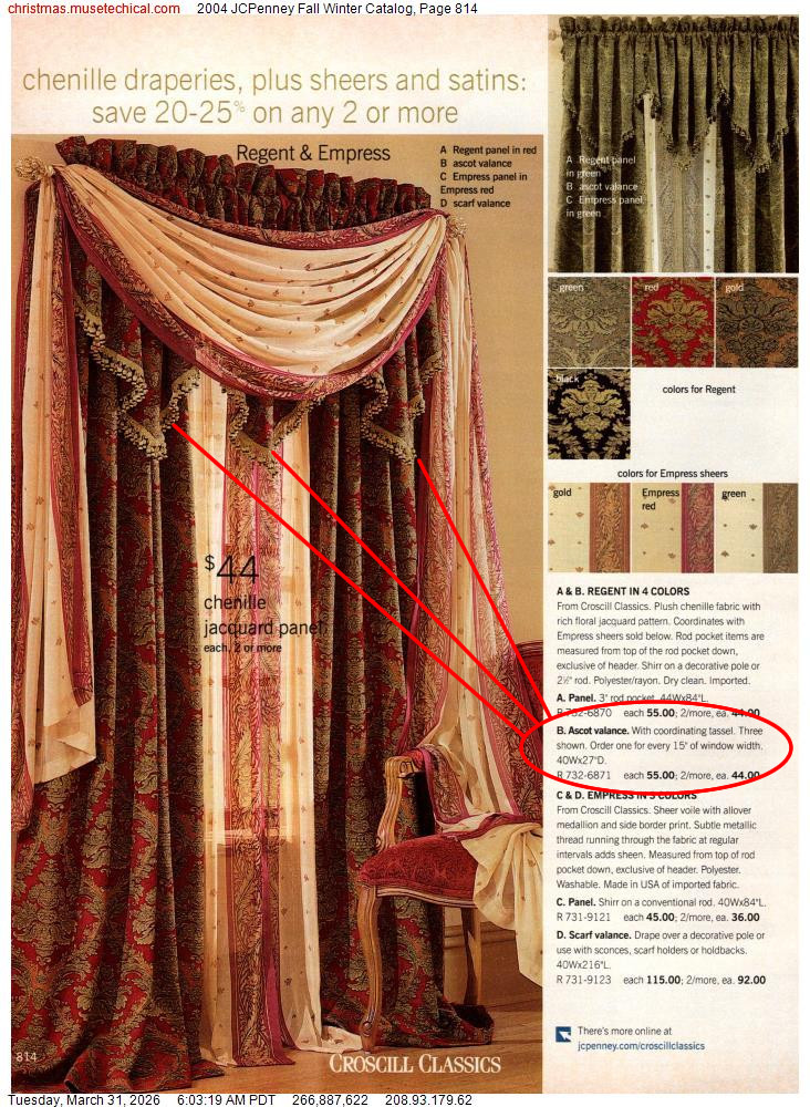 NEW Croscill Empire Imperial Empress Ascot Valance 40×27 Red w/ Gold Tassels